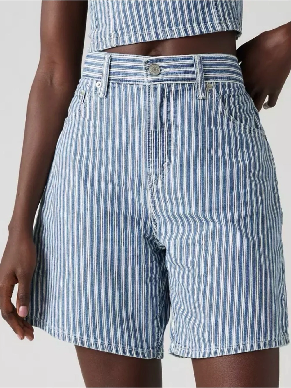 Levi's Blue and White Stripe Denim Bermudas